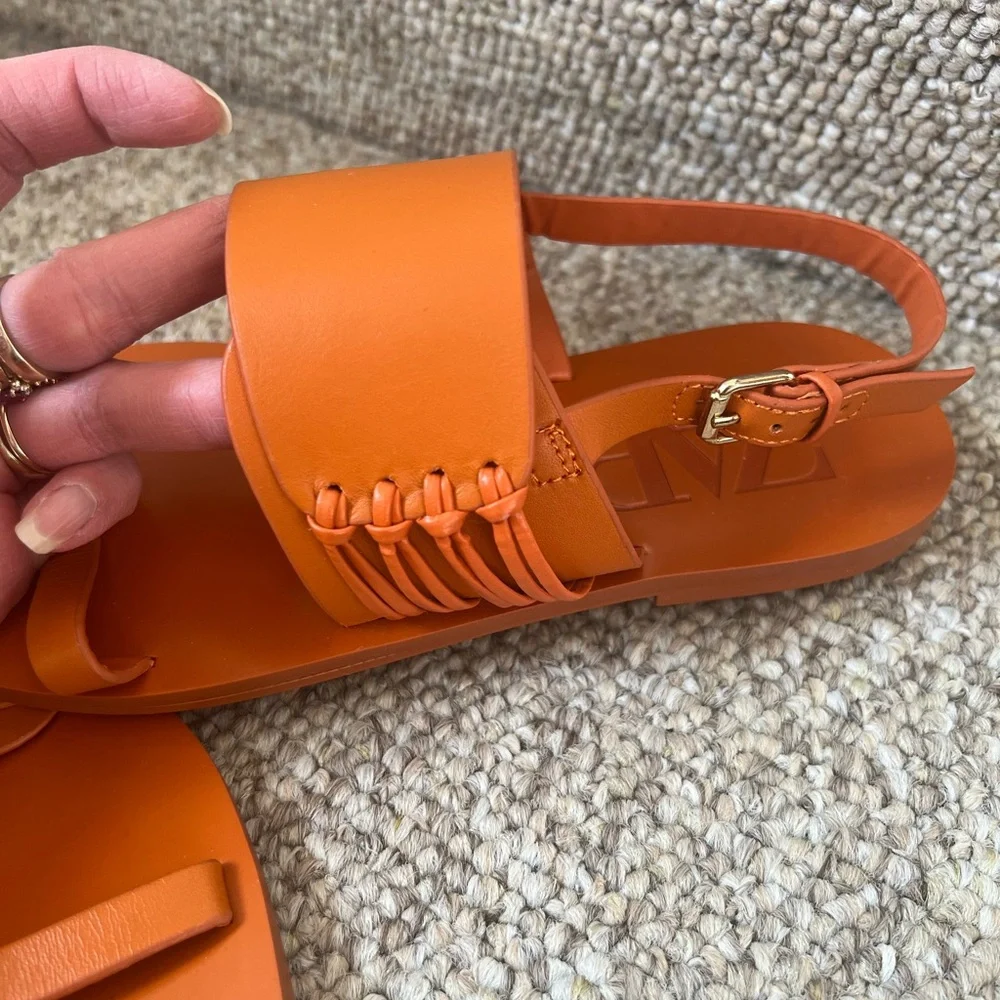 Zara Bold Orange Sandals - Picture 3 of 7